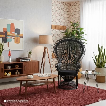 เก้าอี้หวายแท้ PISAMAI รุ่น PRINCESS CHAIR เก้าอี้นางงาม ขนาด 75*55*150 ซม. สีดำ_7